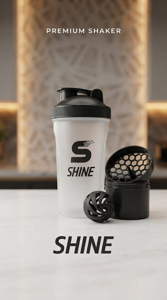 Shine 600ml Shaker Bottle with Storage Pod 100% Leak-Proof Protein & Pre-Workout Mixer