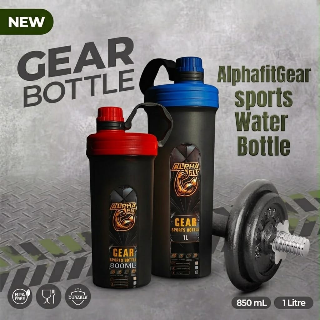 Alpha Fit Gear Sports Water Bottle Pair Of 2  1L + 800 ML