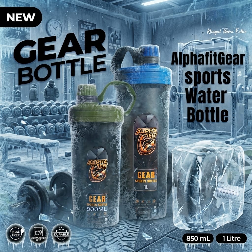 Alpha Fit Gear Sports Water Bottle Pair Of 2  1L + 800 ML